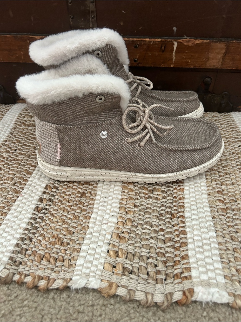 Hey Dudes Cozy Taupe Faux Fur Lined Chukka Boots